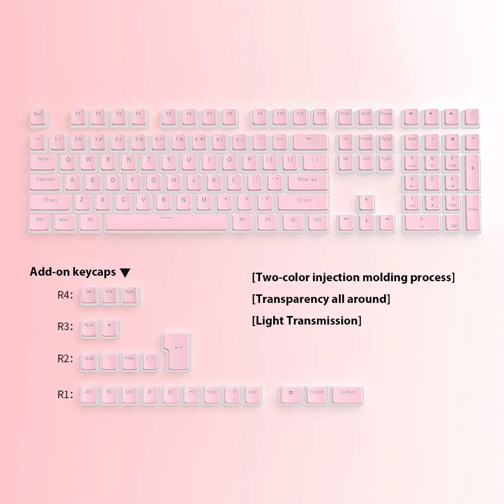 130 Keys Pudding Keycaps For 61 68 84 87 96 98 100 104 108 Key RGB Mechanical Keyboard PBT Double Shot Mteria keyboard keycaps