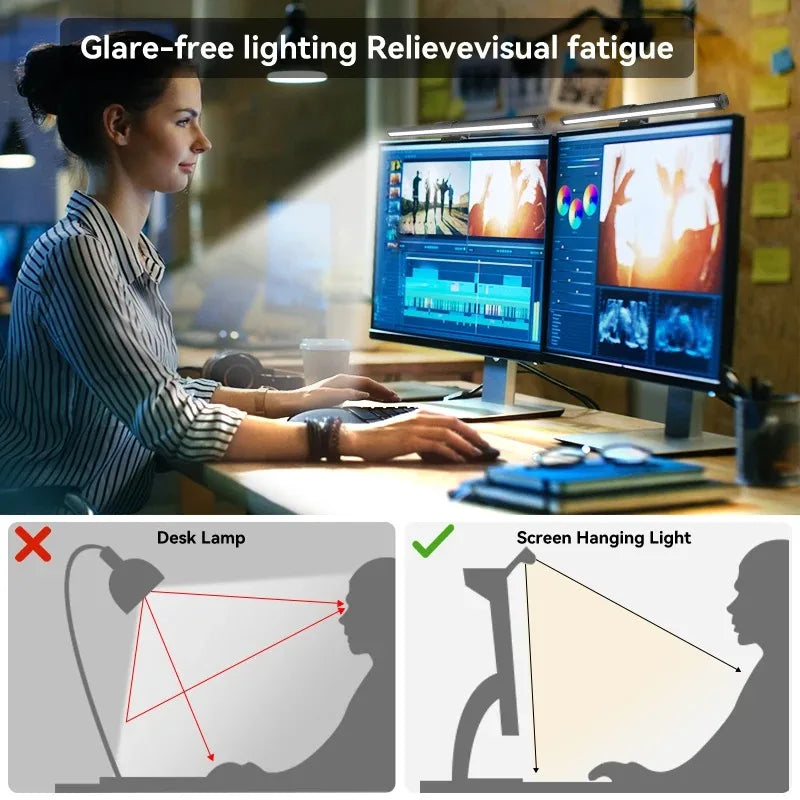 RGB Desktop Atmosphere Light Strip LED Eye Protection Learning Reading Hanging Lamp PC Display Screen Lighting Night Light