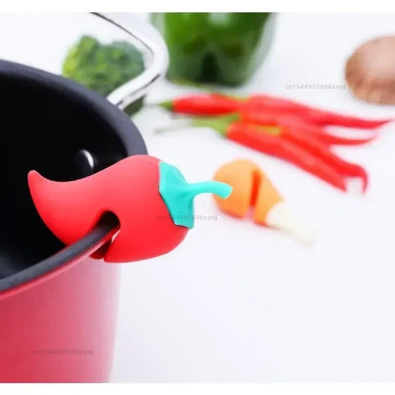 Cute Silicone Pot Lid Anti-spill Rack Heat-resistant Anti-Overflow Stoppers Pot Cover Lifter Holder Creative Kitchen Tool Gadget