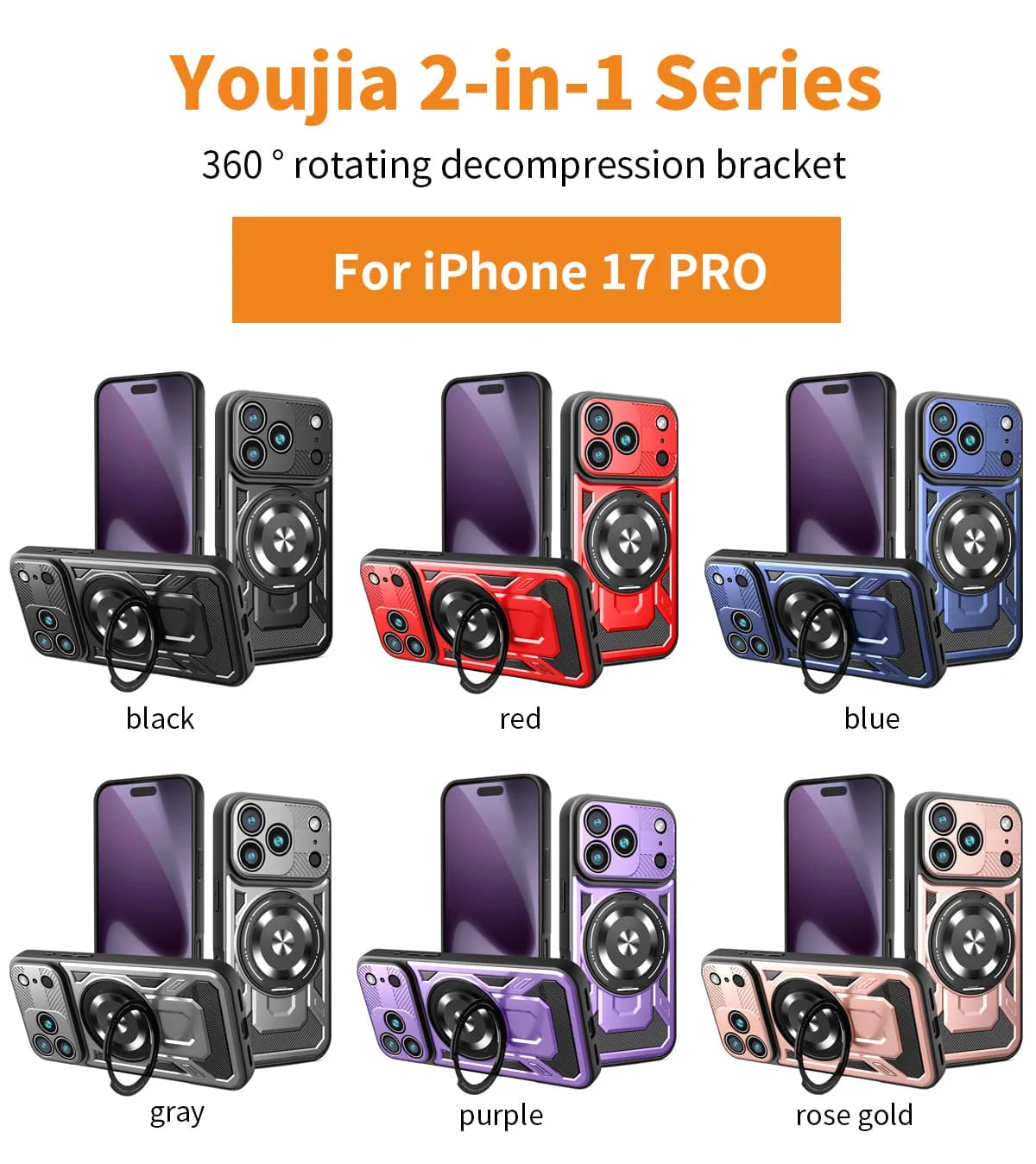 Shock Proof Armor Case For iPhone 17 Air 11 12 13 14 15 16 17 Pro Max Magnetic Heavy Duty Rugged Ring Kickstand Protection Cover