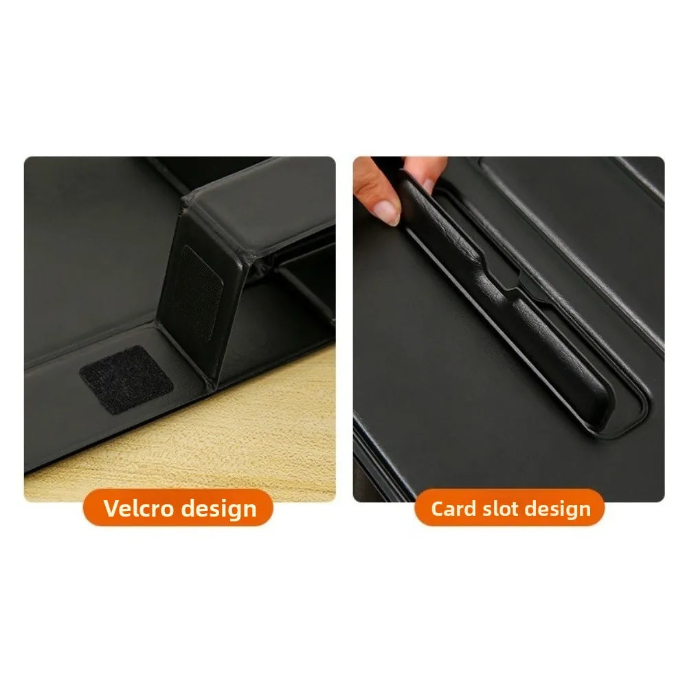 6-in-1 Function Foldable Laptop Stand Ultra-Thin Profile PU Leather Surface Computer Support Adjustable Portable Laptop Desk