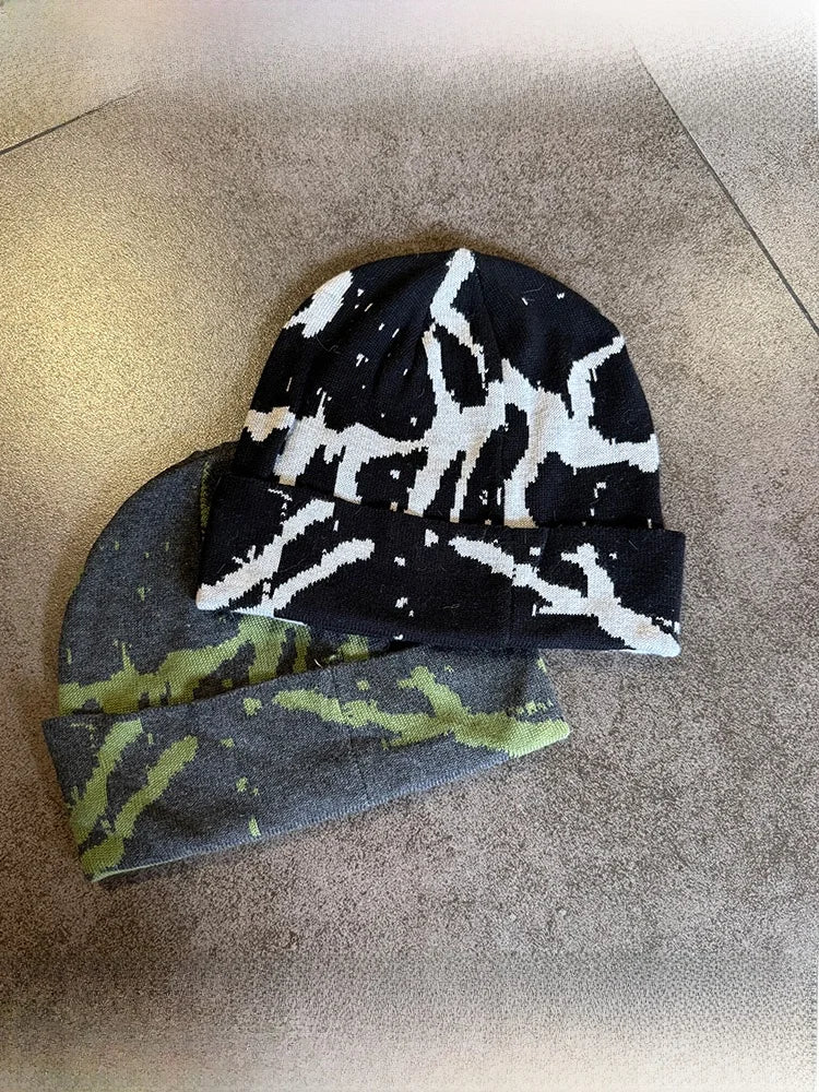 Thiened Cotton Knitted Hat Street Sle Hip Hop Pattern ex Autumn Winter Warm Cap Spring Summer Travel Versatile Cap