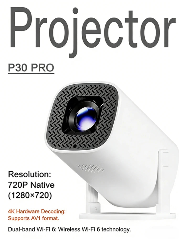 Portable P30PRO Mini Projector Linux System WiFi6 BT 5.0 Support 4K 1280*720P Smart Home Cinema Outdoor Portable Projector 2026