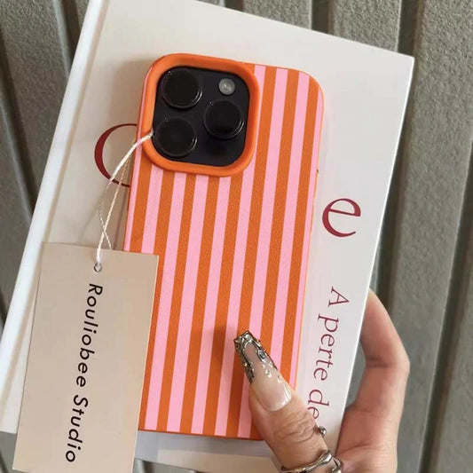Colorful Striped Minimalist INS Couple Phone Case For iPhone 17 16 11 13 12 14 15 Pro Max XS X XR 7 8 Plus 16E 16 17 Pro Cover