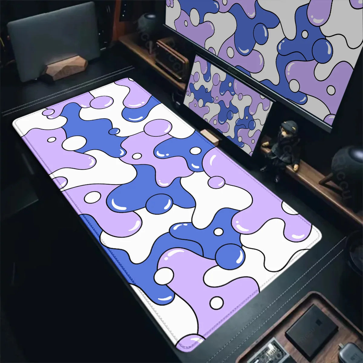 Gaming Mouse Pad Large Size Table Pad Blue & White Strata Liquid Mousepad XXL Computer Play Mat Rubber Mausepad Keyboard Deskmat