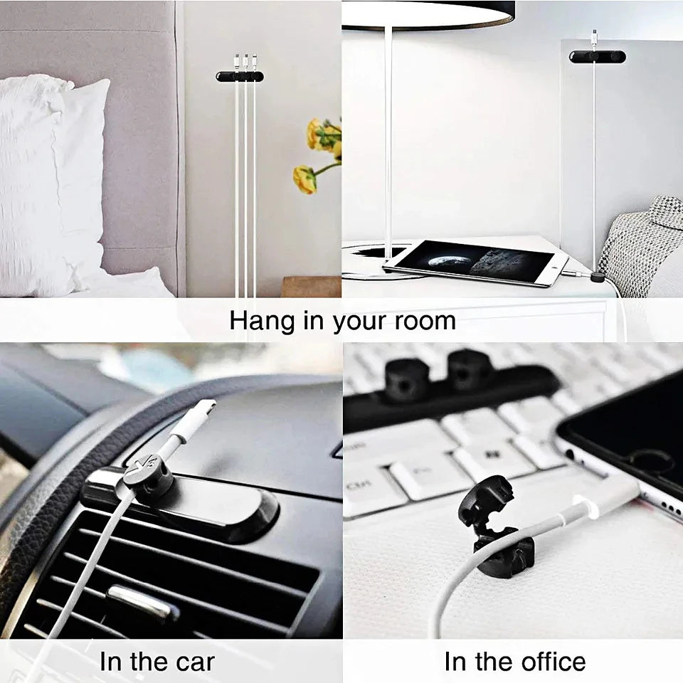 Car Magnetic Cable Holder Cable Clip Protector Cord Winder Car Wire Organizer Desktop USB Charging Line Management Wire Keeper