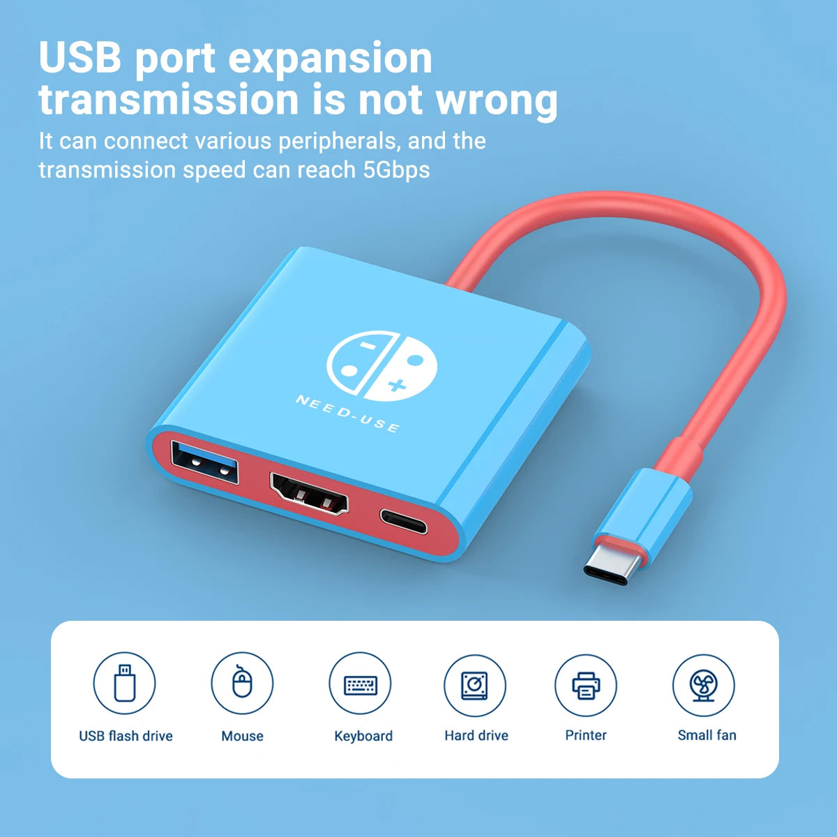 Portable 3 in 1 Game Docking Station TYPE-C Hub with HDMI and USB 3.0 Perfect for Travel and Gaming