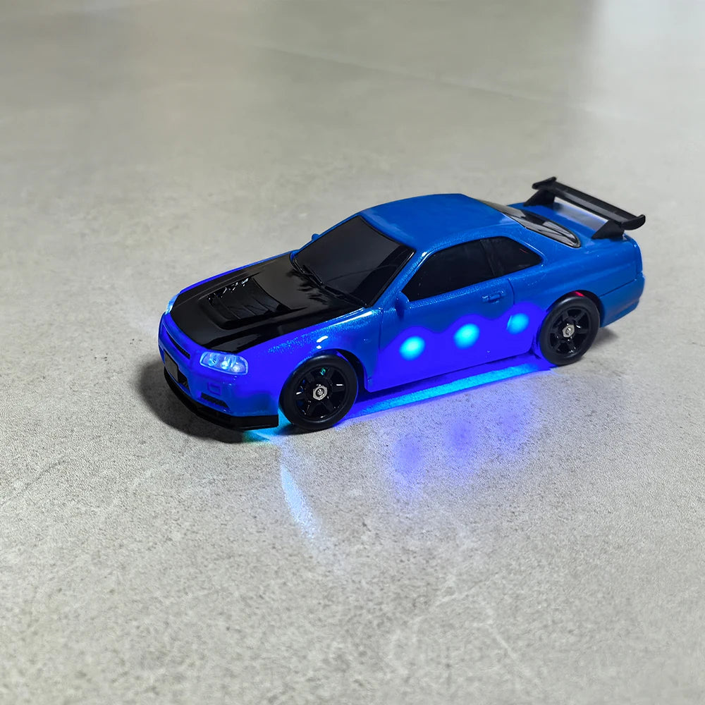 1/43 HB-RP43 RC Drift Car with DIY White Body Shell & Extra Tires 2.4G 4WD ESP Gyro Stabilization Full Proportional Control Car