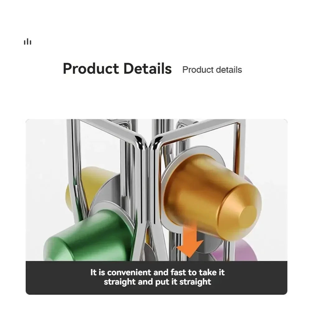 40PCS Nespresso Capsule Pod Holder Stand Rack Display Coffee Capsules Plating Black Metal Holders Rotatable Racks High Quality