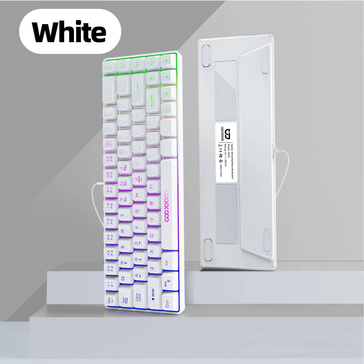GOOJODOQ Mini 60% Gaming Keyboard Portable Wired Portable Wired Mechanical Keyboard RGB Backlit 68 Key Ultra-Compact Keyboard