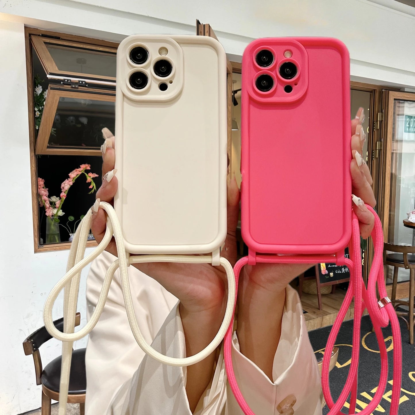 Crossbody Soft Phone Case For iPhone 17 Air 16E 15 16 Pro Max 14 13 12 11 7 8 Plus XS XR SE 2022 Adjustable Lanyard Strap Cover
