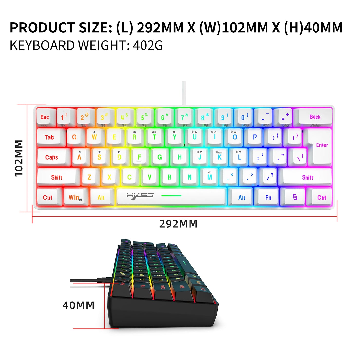 Hot sale 60% mini portable gaming keyboard and mouse combos wired keyboard ergonomic RGB backlit wireless mouse for laptop game