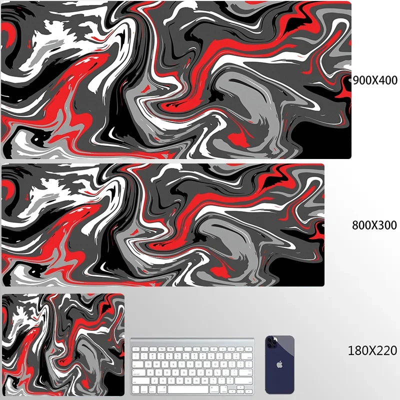 Blue Large Gaming Mouse Pad XXL Strata Liquid Deskmat Non-Slip Rubber Game Mouse Mat Computer Keyboard Mats Big Mausepad Gamer