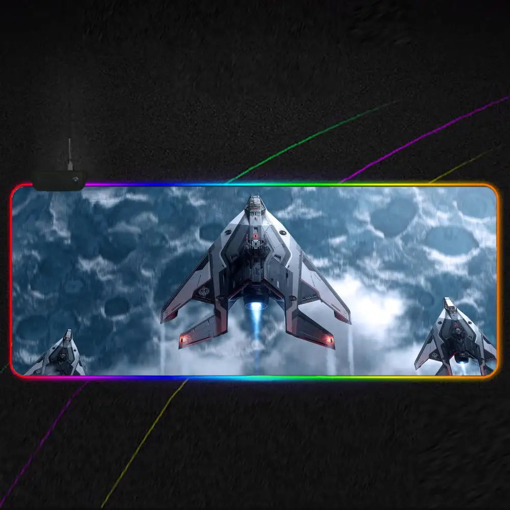 Star Citizen Mouse Pad RGB Gaming Mouse Pad XXL, Extended Surface, Non-Slip, Smooth, LED Lights, Perfect Desk Mat