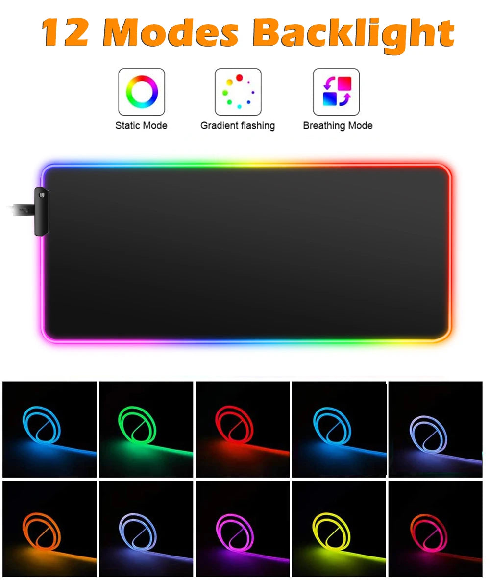 RGB Large Gaming Mouse Pad Kuromi Anime PC Computer Gamer Desk Mat Backlight XXL Kawaii Edge White Laptop LED Mousepad Backlight