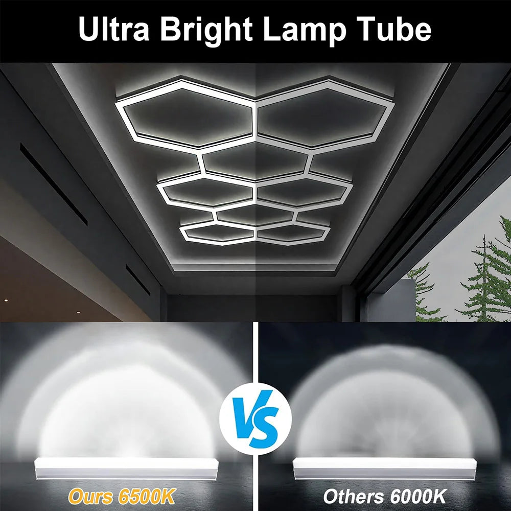 RGB hexagonal garage light, can be controlled by both APP and remote control, with multiple colors adjustable freely