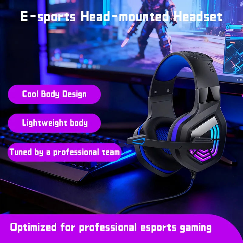 G7 Gaming Headset With Noise-cancelling Mic Surround Sound Wired LED Lights For Gamers  Stereo SVirtual Surround Bass Earphone