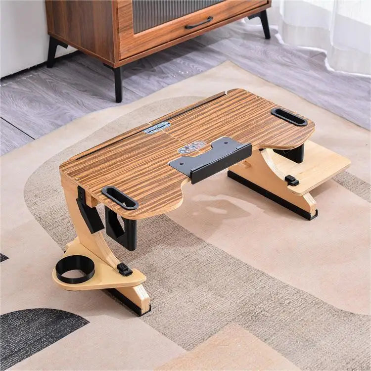 Desktop computer stand, portable and foldable stand, multi-functional reclining desk, made of wood, 360° adjustable laptop stand