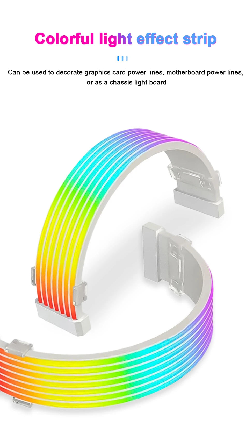 Zezzio ARGB Light Strip Neon Line PC Case Decoration 8Pin Graphics Card 24Pin Motherboard Luminous DIY RGB Computer Lamp Strip