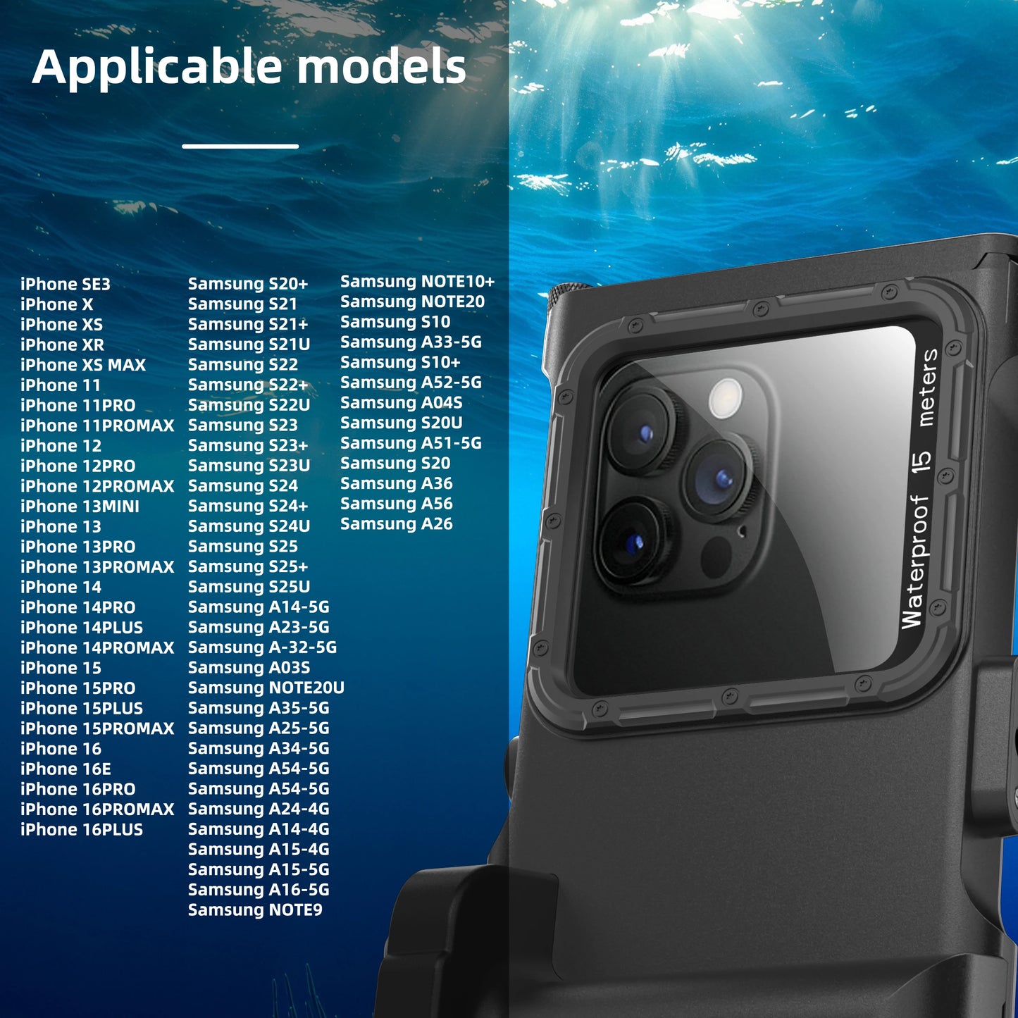 Shellbox Newly Upgraded IP68 Bluetooth Control 15M/50ft Diving/Swimming Photography Professional Diving Waterproof Phone Case
