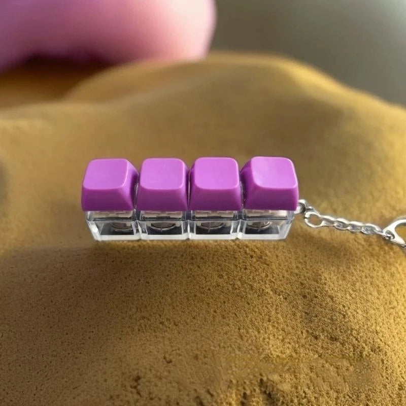 4-Key Mechanical Keyboard Keychain - Clicky Fidget Toy for Stress Relief, No Lights〔YY33〕