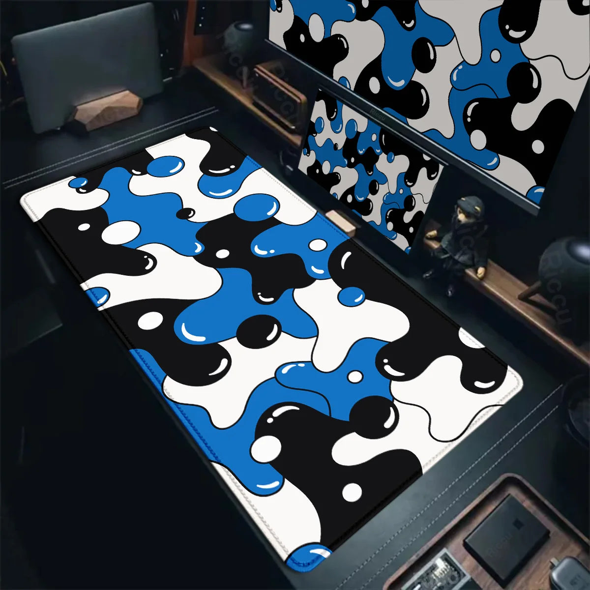 Gaming Mouse Pad Large Size Table Pad Blue & White Strata Liquid Mousepad XXL Computer Play Mat Rubber Mausepad Keyboard Deskmat