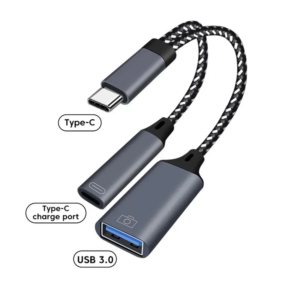 Gaming Switch USB C OTG Cable Phone Adapter 2 in 1 Type C to USB A Adapter with PD Charging Port For Phone Laptop Tablet U Disk