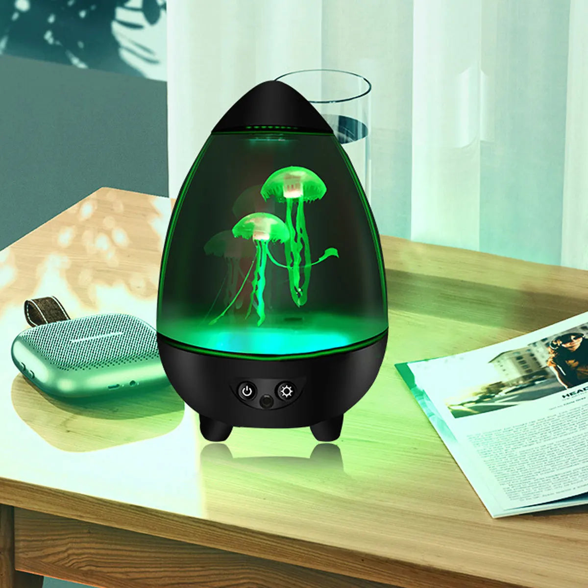 LED Jellyfish Lamp Mute Jellyfish Night Light USB Charging Egg/Cylinder Shape Desktop Aquarium Mood Light Remote RGB Table Decor