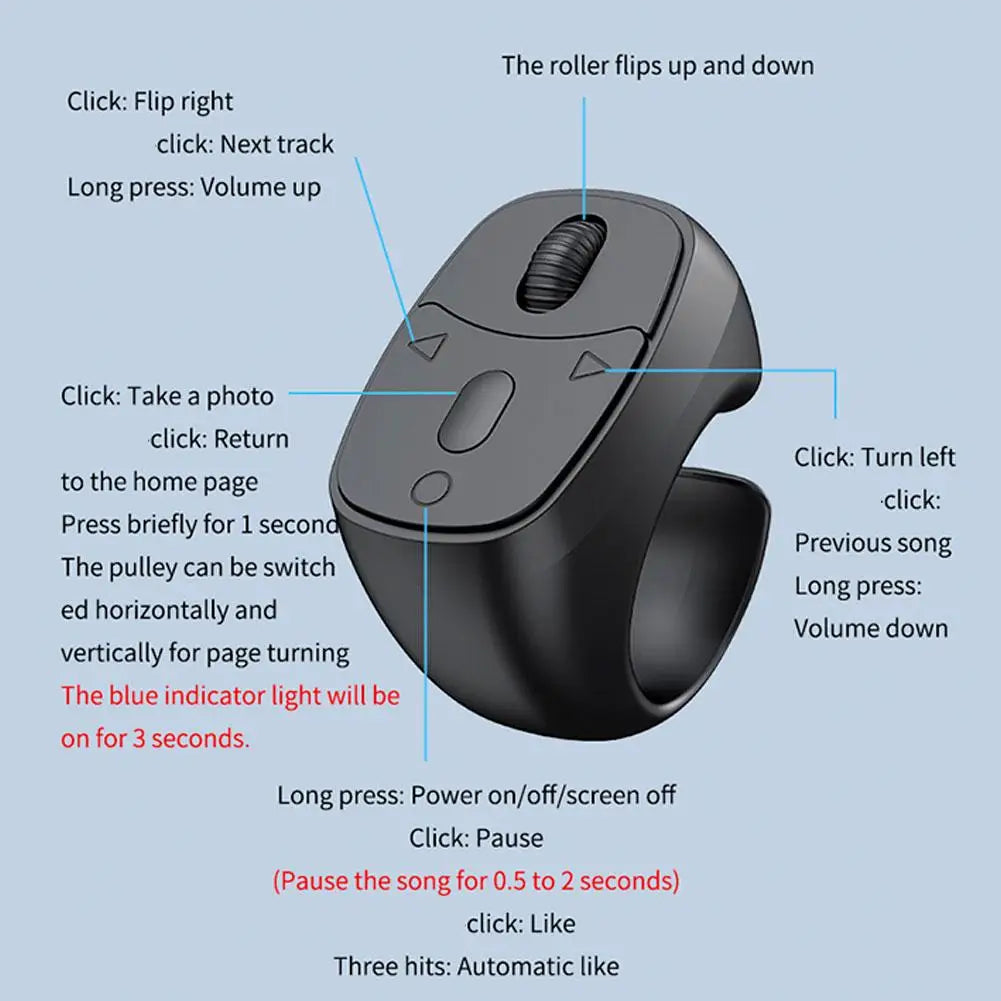 Remote Scrolling for Tiktok Bluetooth Page Turner Wireless Scroller for iPhone Android Kindle Rechargeable Remote Control