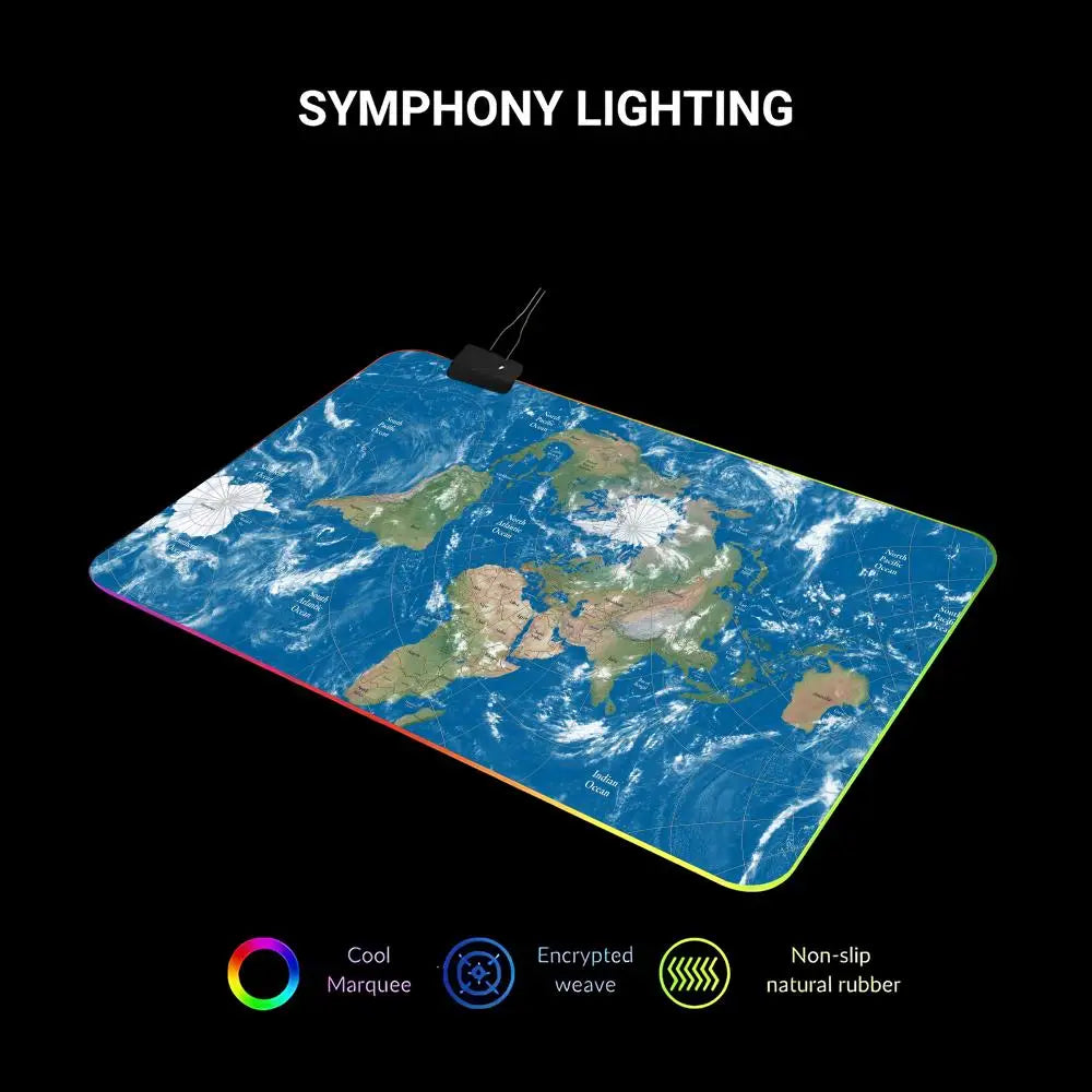 Large World Map Mouse Pad RGB Gaming Mouse Pad HD Gamer Large LED Light XXL MousePads PC Computer pad Non-slip