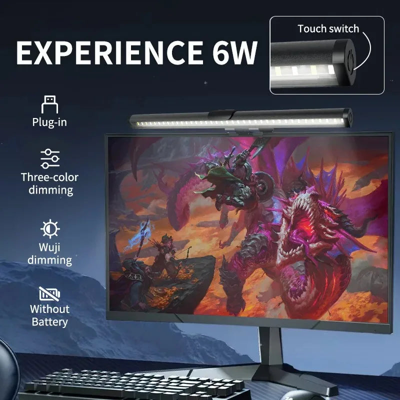 RGB LED Monitor Light Bar Stepless Dimmable Hanging Bar for Work And Gaming - Atmosphere Lamp for Screen Lighting Game Learning