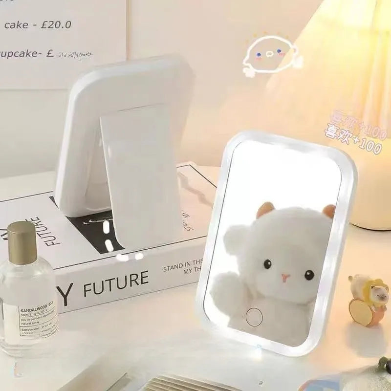 Mirror, Makeup Mirror, Led Light, Small Mirror for Student Dormitories, Desktop, Ins High Appearance Level, Large Desktop Light
