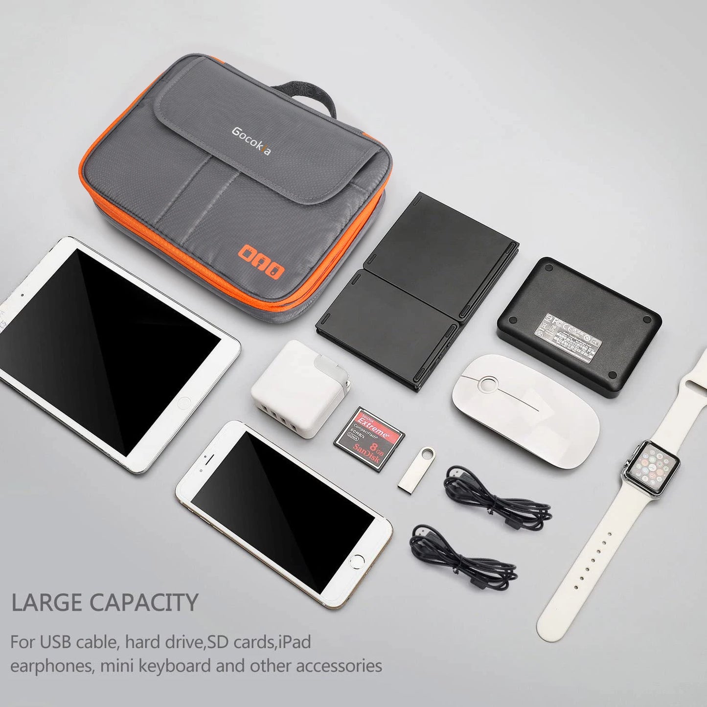 Double Layers Large Capacity Travel Electronic Accessories Organizer Bag, Travel Gadget Carry Case, Fit for iPad,iPhone,Cables