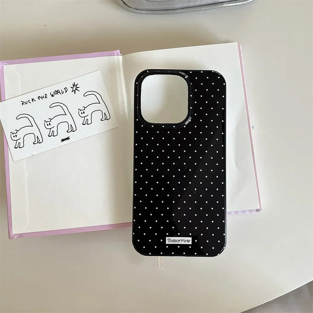 INS Polka Dot Small Fresh Mobile Phone Case for iPhone 17 16 15 14 13 12 Pro Max 11 Ultra Slim Shockproof Cover for iPhone Air