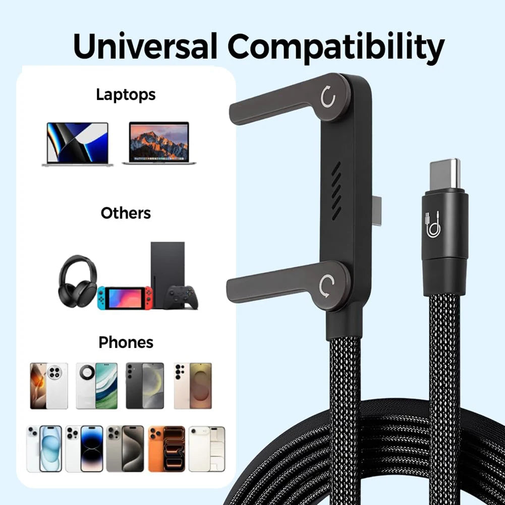 Phone Charger 2 in 1 Invisibles Holder Charger Cable 240w Fast Charging Cord with Built-in Phone Stand