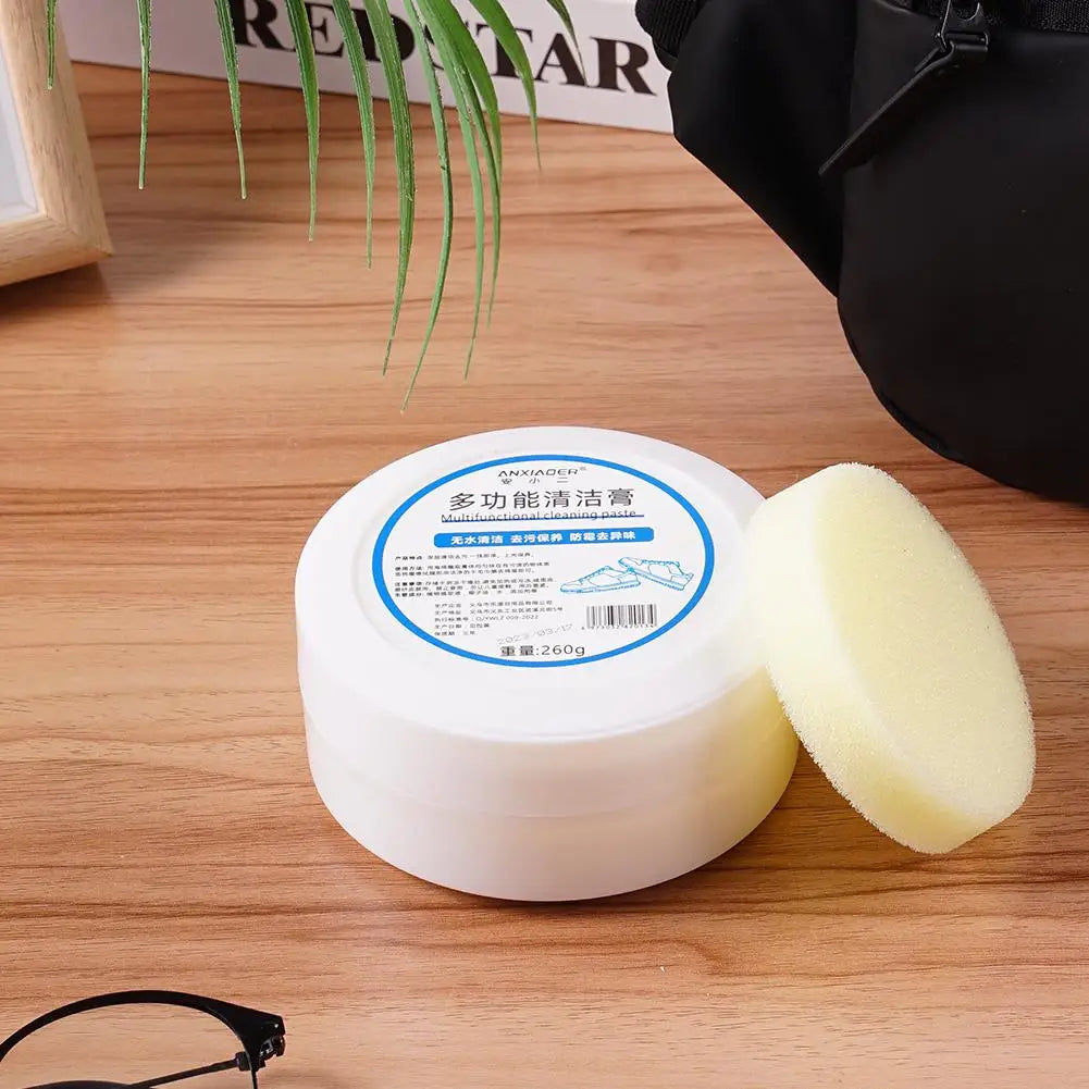 White Shoes Cleaning Cream Stains Remover Shoes Whitening All-Purpose Cleansing Cream With Wipe Sponge For Shoes Sneakers
