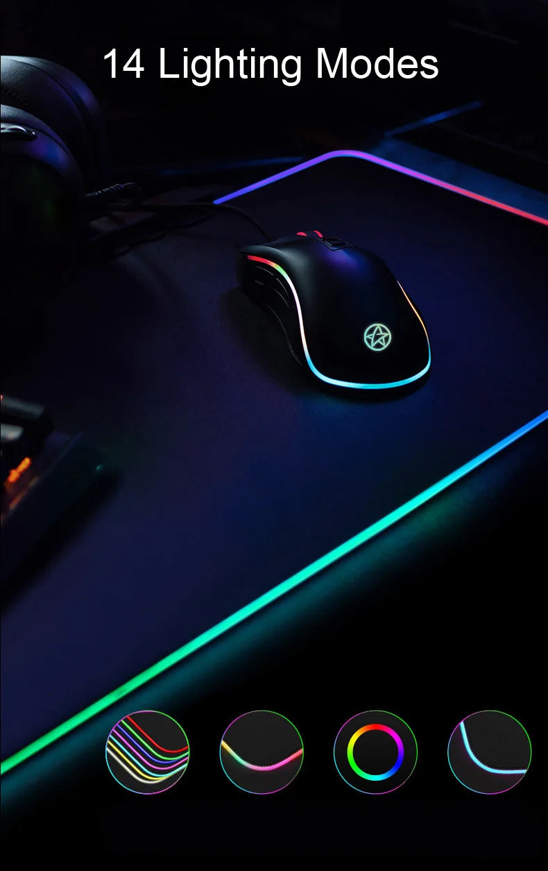 RGB Glow Gaming Desk Mat: Extra Large Thick LED Mouse Pad with Keyboard Space, Anti-Slip Base for PC Gamer