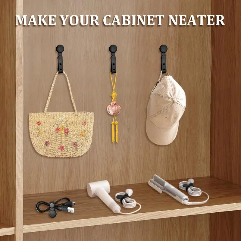 Magnetic Cable Ties With Adhesive Iron Sheet Reusable Silicone Wire Organizer With Buckle Holes Elastic Cable Management Straps