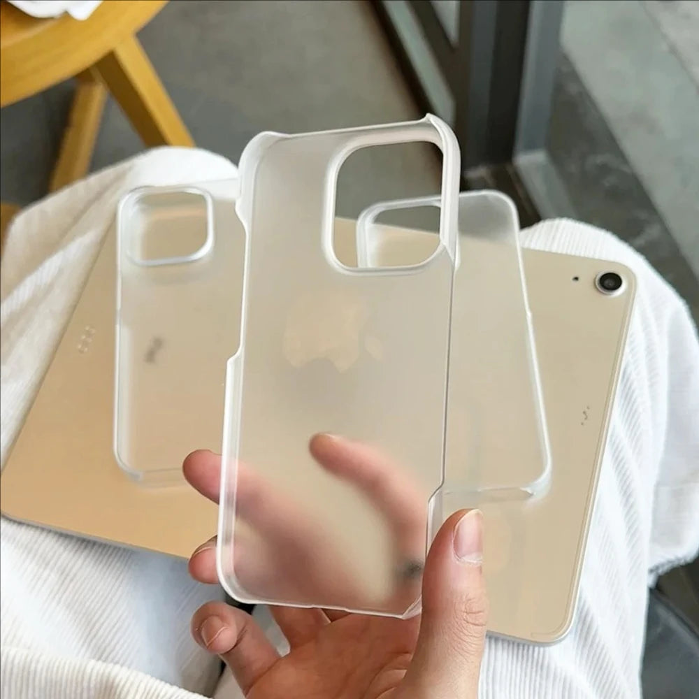 Half-Pack Case For iPhone 17 Air 16e 16 15 14 13 Pro Max Plus Mini Transparent Matte Back Cover Bezel-Less Shell Ultra Thin Slim