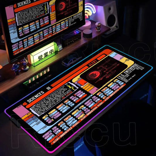 RGB Pc Gamer S-Star Treks Keyboard Expansion Mouse Pad LED Glowing Mat Rubber Backlight Gaming Computer Laptop Home Office Setup
