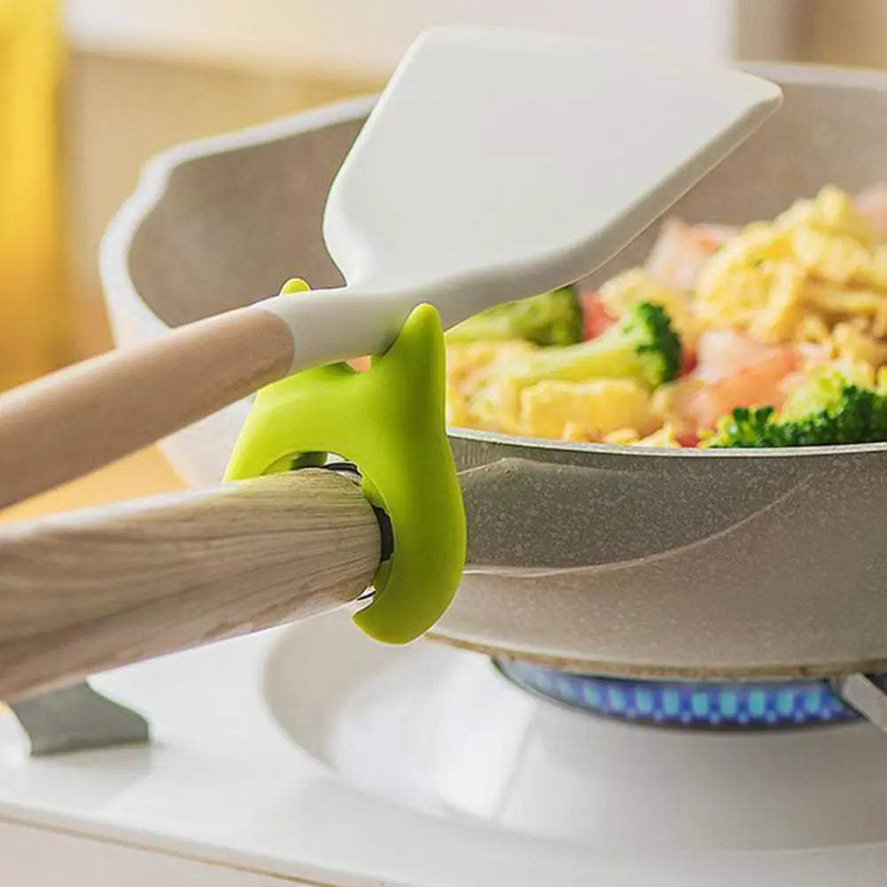 Portable Silicone Anti-overflow Pot Lid Clip Anti-scalding Spoon Holder Support Rack Kitchen Universal Spatula Bracket Clip