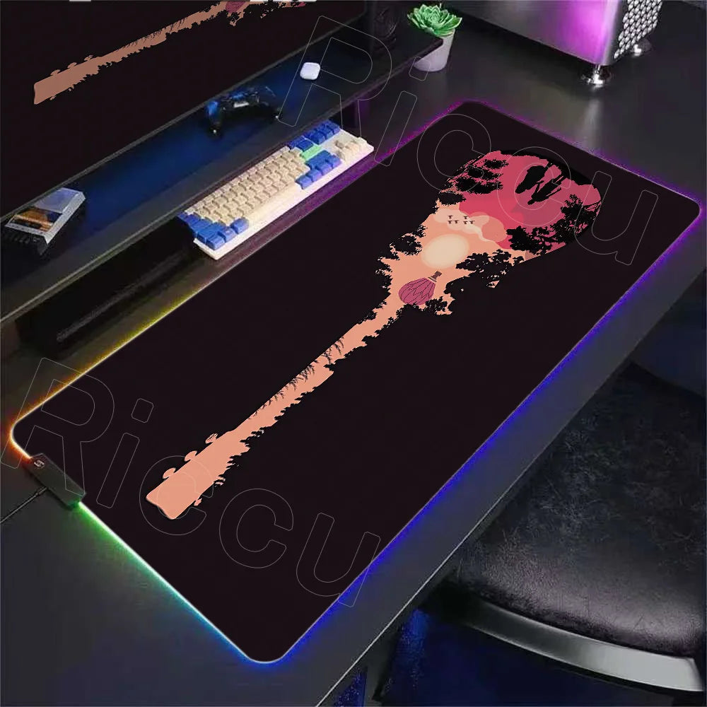 RGB Music Guitar Rubber Desk Mat HD Anime 900x400mm Mouse Pad Office Game PLAYMAT Computer Accessories Laptop Pc Gaming Mousepad