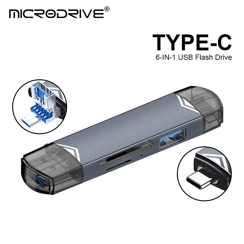 6 in 1 Card Reader USB3.0 to Type C Micro USB Universal OTG Adapter Multifunctional adapter SD TF High-speed transmission