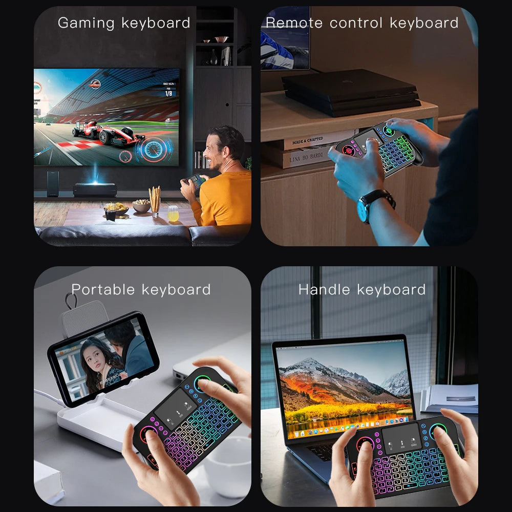 Portable Mini Wireless Keyboard V8 7 Backlit 2.4G Bluetooth Touchpad Air Mouse Remote Control for Android TV Box