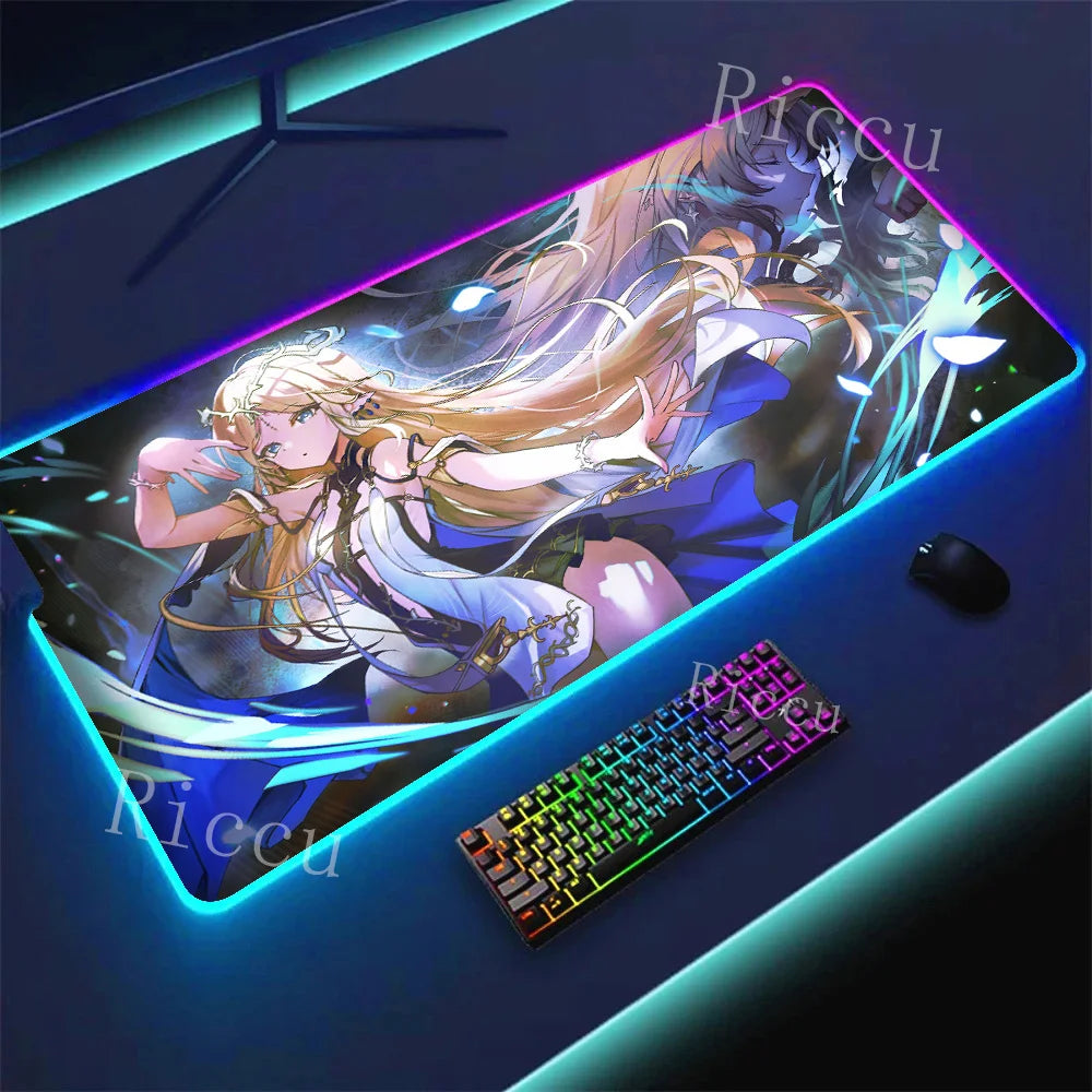 RGB HD Cartethyia Wuthering Waves MousePad Game Laptop Play Mat Extra Large Kawaii Non-slip MousePad Gaming Accessories E-Sports