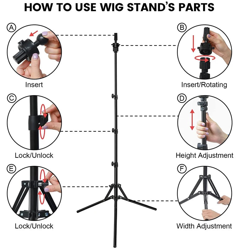 Mannequin Head Stand, Adjustable Wig Stand, Reinforced Metal Mannequin Head Stand for Cosmetology Hairdressing Training