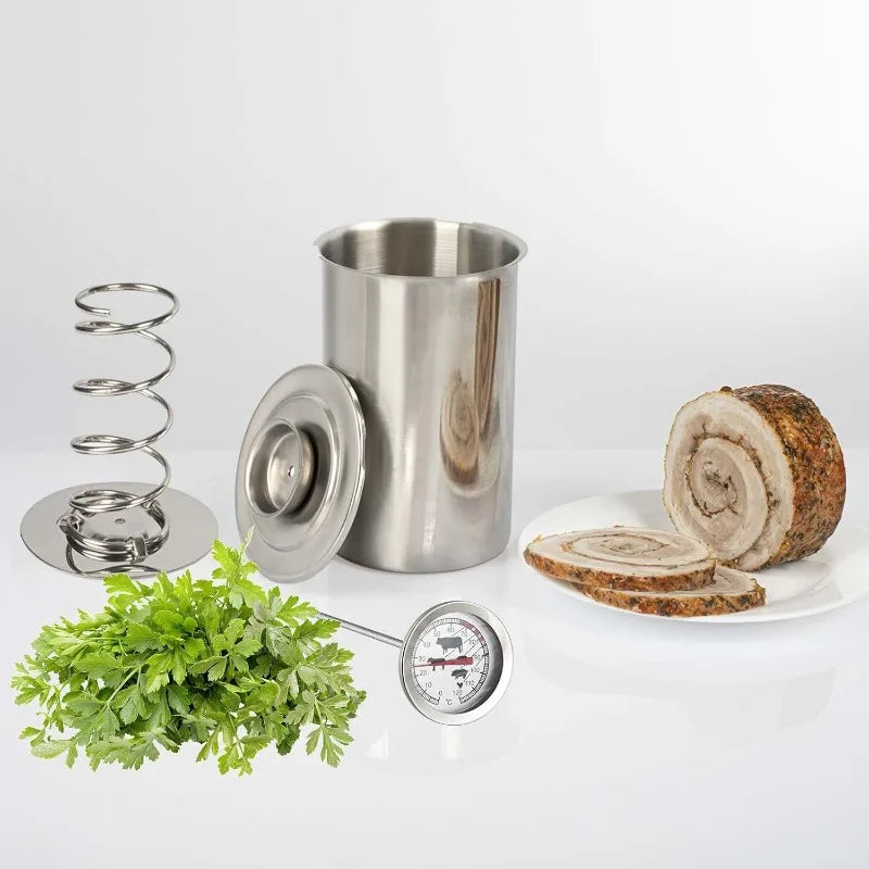 Ham Maker Stainless Steel Meat Press Cooker Large Capacity Ham Press Maker Round Shape Deli Meat Press Mold with Thermometer