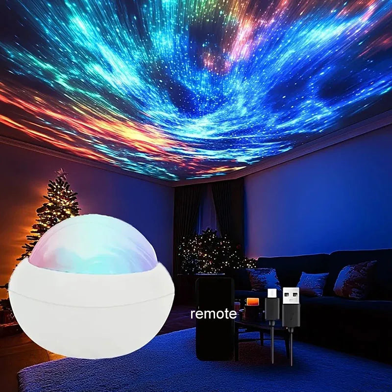 Northern Light Projector RGB Atmosphere Night Lights Remote Control USB Aurora Projection Lamp 360° Rotate for Home Party Decor