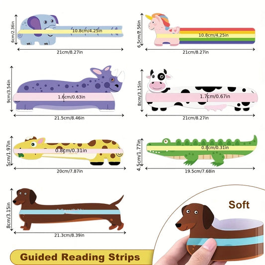 7 Pcs  Guided Reading Strips that Reduce Visual Stress - Children, Reading Tracking Rules for Dyslexics