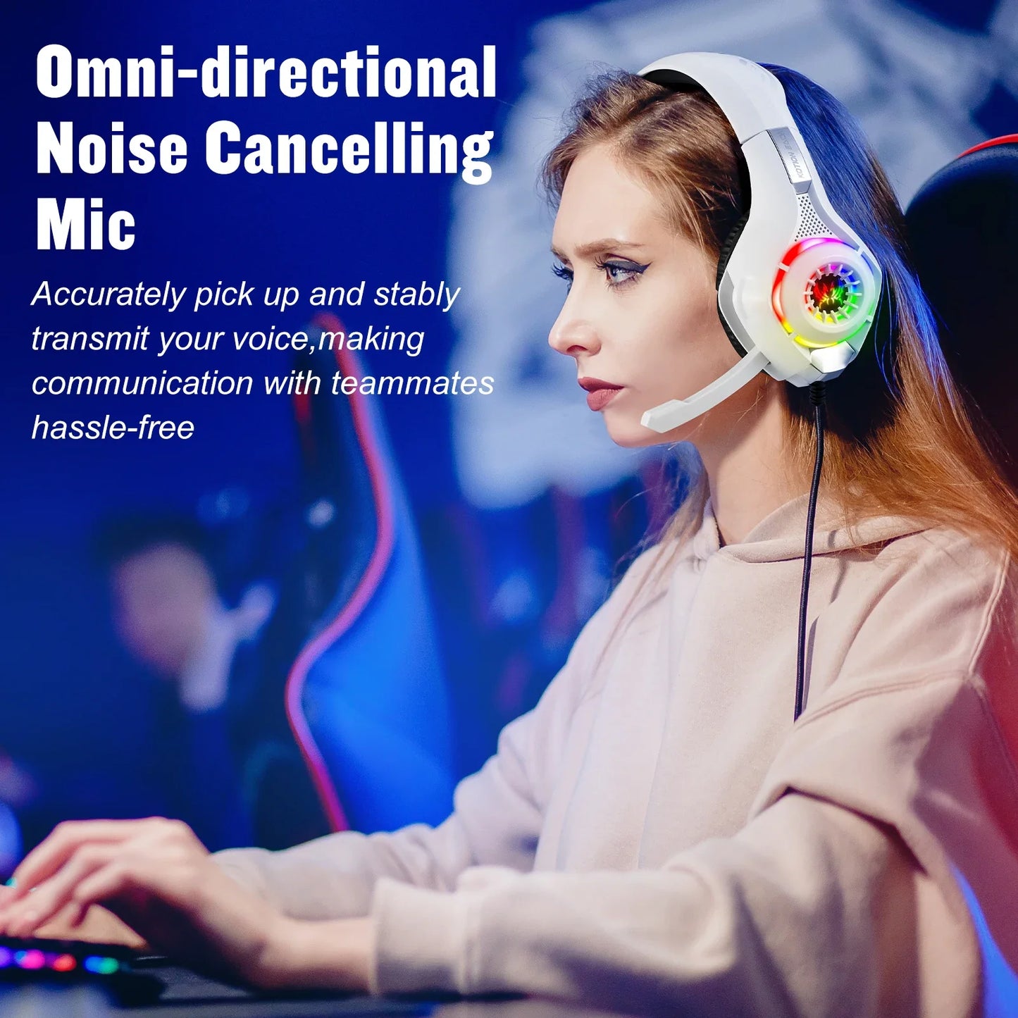 RGB Light Gaming Headset for PC PS5 Game Headphone with Microphone Noise Cancelling Earphone 3.5mm USB Deep Bass Stereo Sound